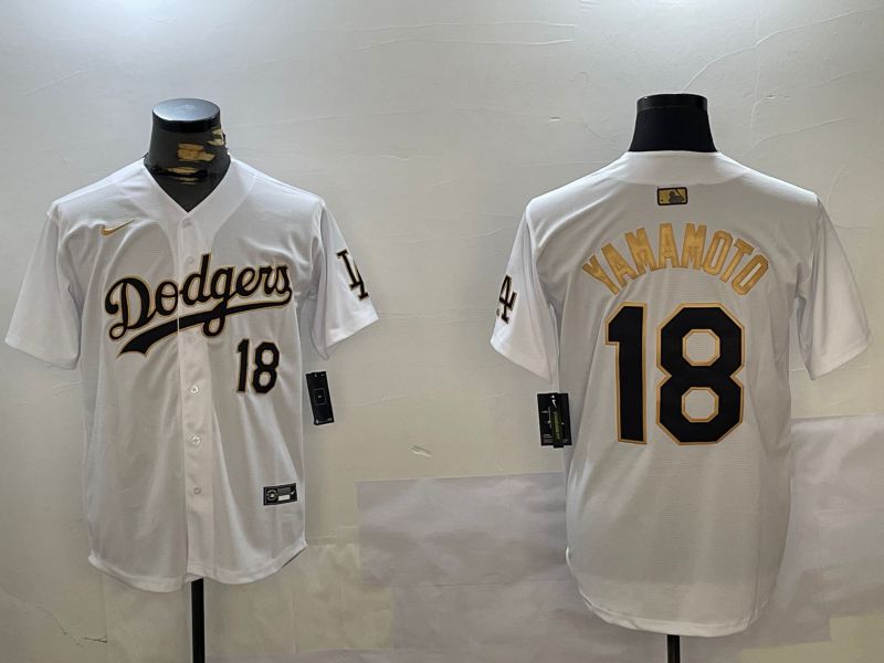 Men Los Angeles Dodgers #18 Yamamoto White Game 2024 Nike MLB Jersey style 1211